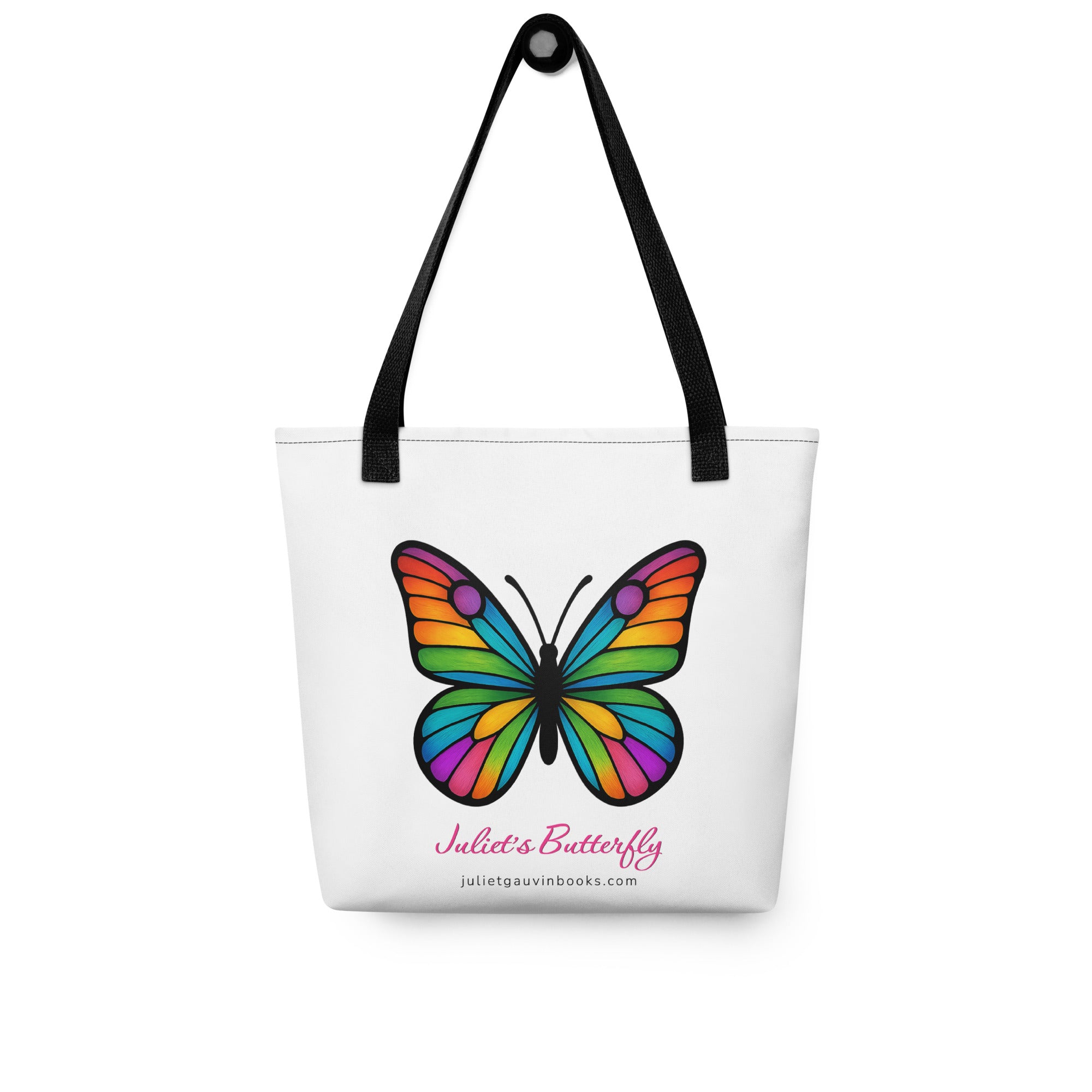 Tote Bag with Colorful Butterfly, Created by Women’s Fiction & Romance Author Juliet Gauvin