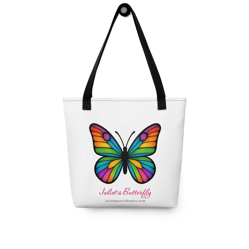 Tote Bag with Colorful Butterfly, Created by Women’s Fiction & Romance Author Juliet Gauvin
