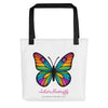 Tote Bag with Colorful Butterfly, Created by Women’s Fiction & Romance Author Juliet Gauvin