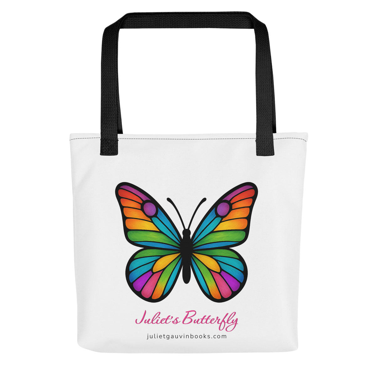 Tote Bag with Colorful Butterfly, Created by Women’s Fiction & Romance Author Juliet Gauvin
