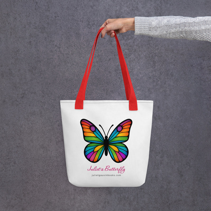 Tote Bag with Colorful Butterfly, Created by Women’s Fiction & Romance Author Juliet Gauvin