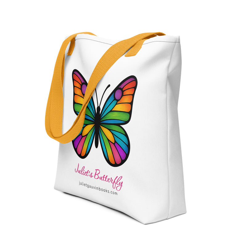 Tote Bag with Colorful Butterfly, Created by Women’s Fiction & Romance Author Juliet Gauvin