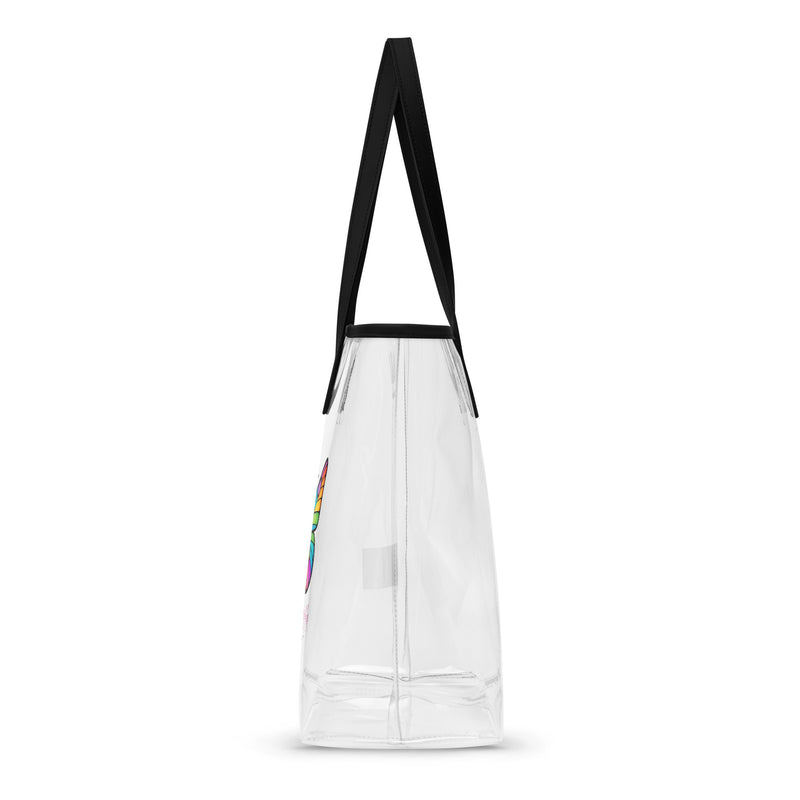 Clear Tote Bag Stadium or Beach Ready with Colorful Butterfly, Created by Women’s Fiction & Romance Author Juliet Gauvin
