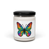 Front view: Juliet’s Butterfly soy candle — 9oz glass jar with butterfly label.