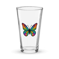 Pint Glass with Colorful Butterfly, Created by Women’s Fiction & Romance Author Juliet Gauvin