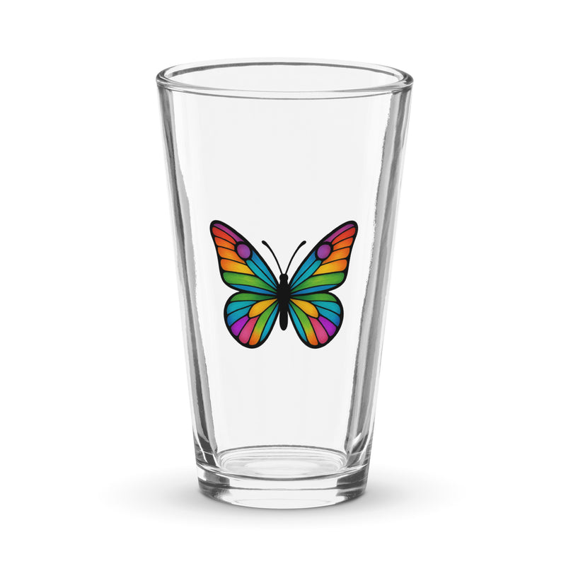 Pint Glass with Colorful Butterfly, Created by Women’s Fiction & Romance Author Juliet Gauvin