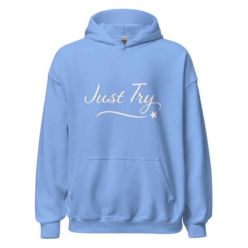 From Christmas Romance Love and The Irish Gallery, the words “Just Try” on a Hoodie, Created by Women’s Fiction & Romance Author Juliet Gauvin