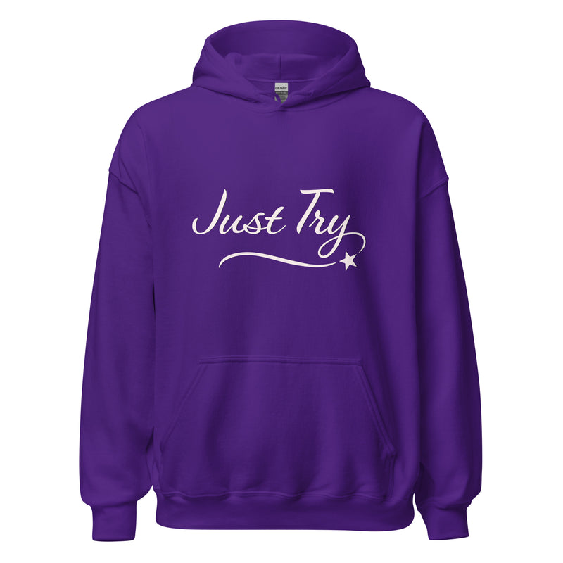 From Christmas Romance Love and The Irish Gallery, the words “Just Try” on a Hoodie, Created by Women’s Fiction & Romance Author Juliet Gauvin