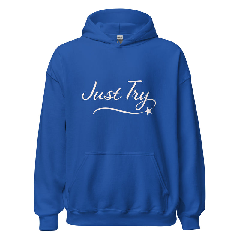 From Christmas Romance Love and The Irish Gallery, the words “Just Try” on a Hoodie, Created by Women’s Fiction & Romance Author Juliet Gauvin
