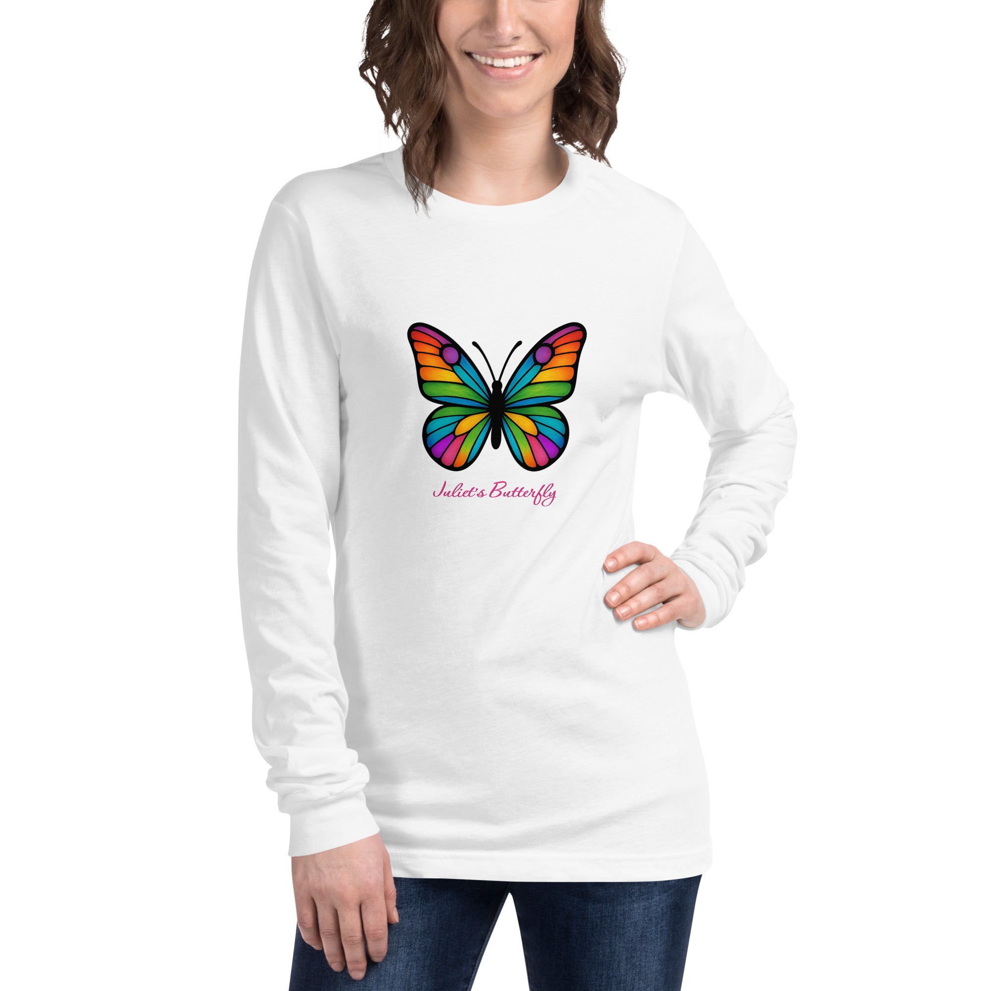 Colorful Butterfly Long Sleeve Shirt, Created by Women’s Fiction & Romance Author Juliet Gauvin