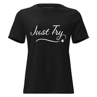 From Christmas Romance Love and The Irish Gallery, the words “Just Try” on a T-Shirt, Created by Women’s Fiction & Romance Author Juliet Gauvin